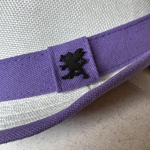 Stacy Adams Mens Large White Purple Fedora Hat W/ Black Cherub Logo - Picture 3 of 7